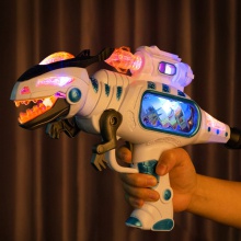 男孩电动冲锋枪霸王龙声光振动枪恐龙爪子摆动灯光影像儿童玩具枪