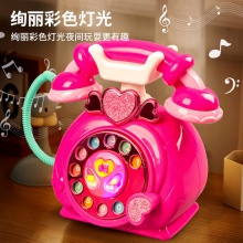 新款仿真拨号早教机卡通复古声光电话座机女孩礼物幼儿园益智玩具