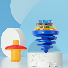 儿童礼物七彩闪光旋转弹跳音乐发光陀螺夜市小孩玩具摆摊货源