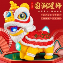 男女宝宝抬头学爬声光舞狮儿童礼物万向电动醒狮小孩玩具摆摊
