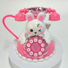 小库米电话机 卡通萌兔蛋糕音乐电话过家家女孩玩具 电话机玩具
