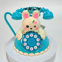 小库米电话机 卡通萌兔蛋糕音乐电话过家家女孩玩具 电话机玩具