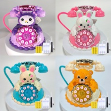 小库米电话机 卡通萌兔蛋糕音乐电话过家家女孩玩具 电话机玩具